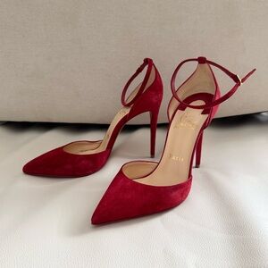 Christian Louboutin Red Suede Ankle-Strap heels